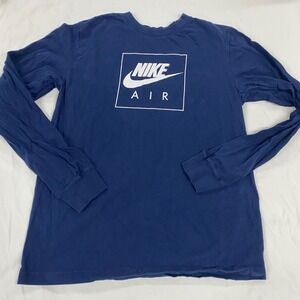 Nike Air Mens Long Sleeve Graphic T-Shirt Navy Blue Small 100% Cotton